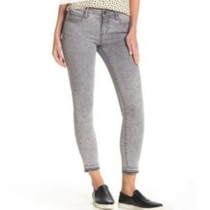 Articles of Society Grey Acid Wash Raw Hem Skinny Jean, Mid-Rise, EUC, sz 25